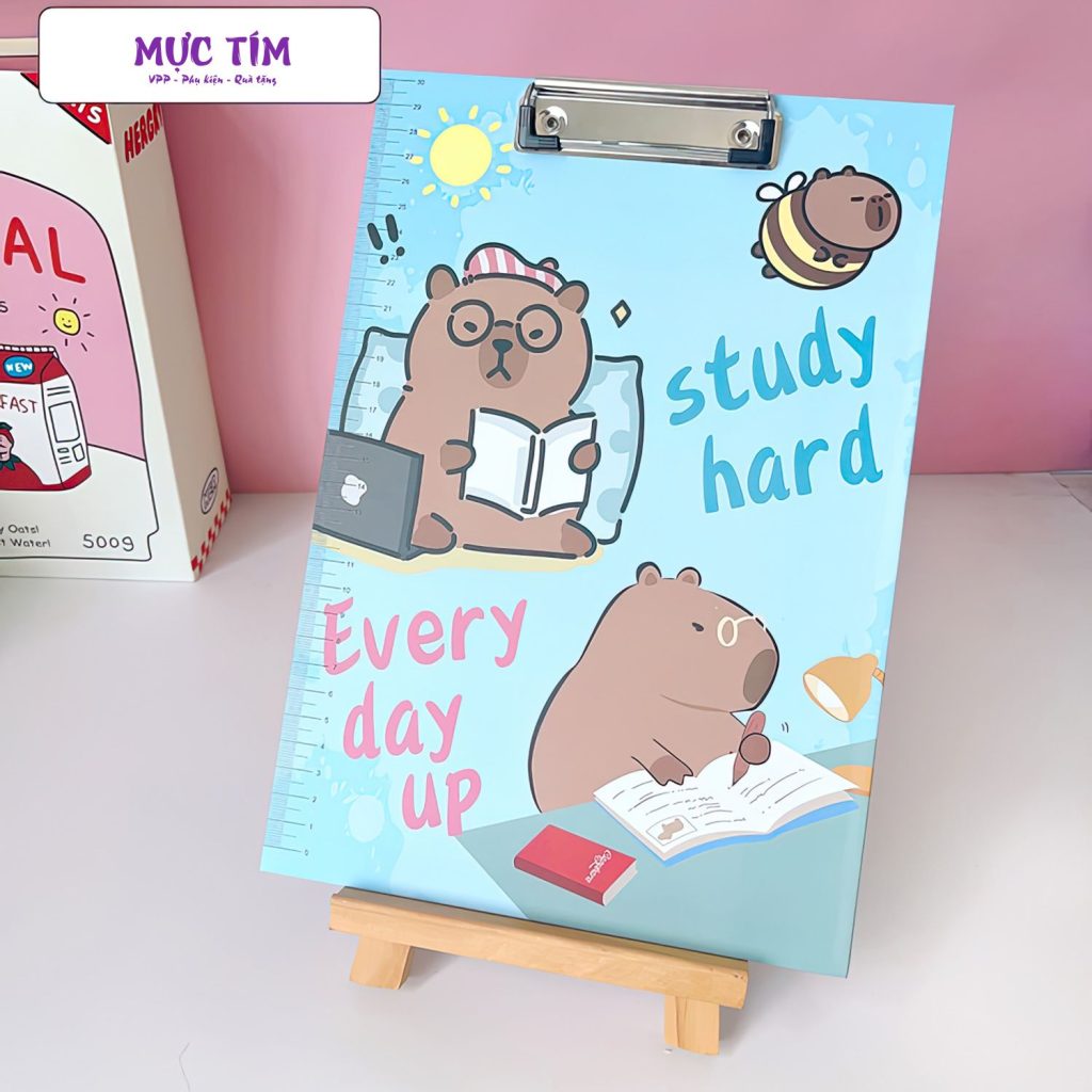 Kẹp tài liệu A4 Capybara 21×31 nhiều mẫu cute — Xanh