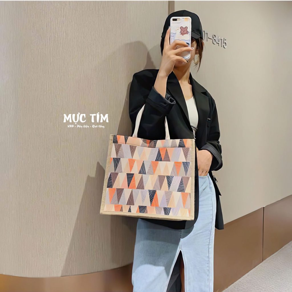 Túi cói thời trang — Cam