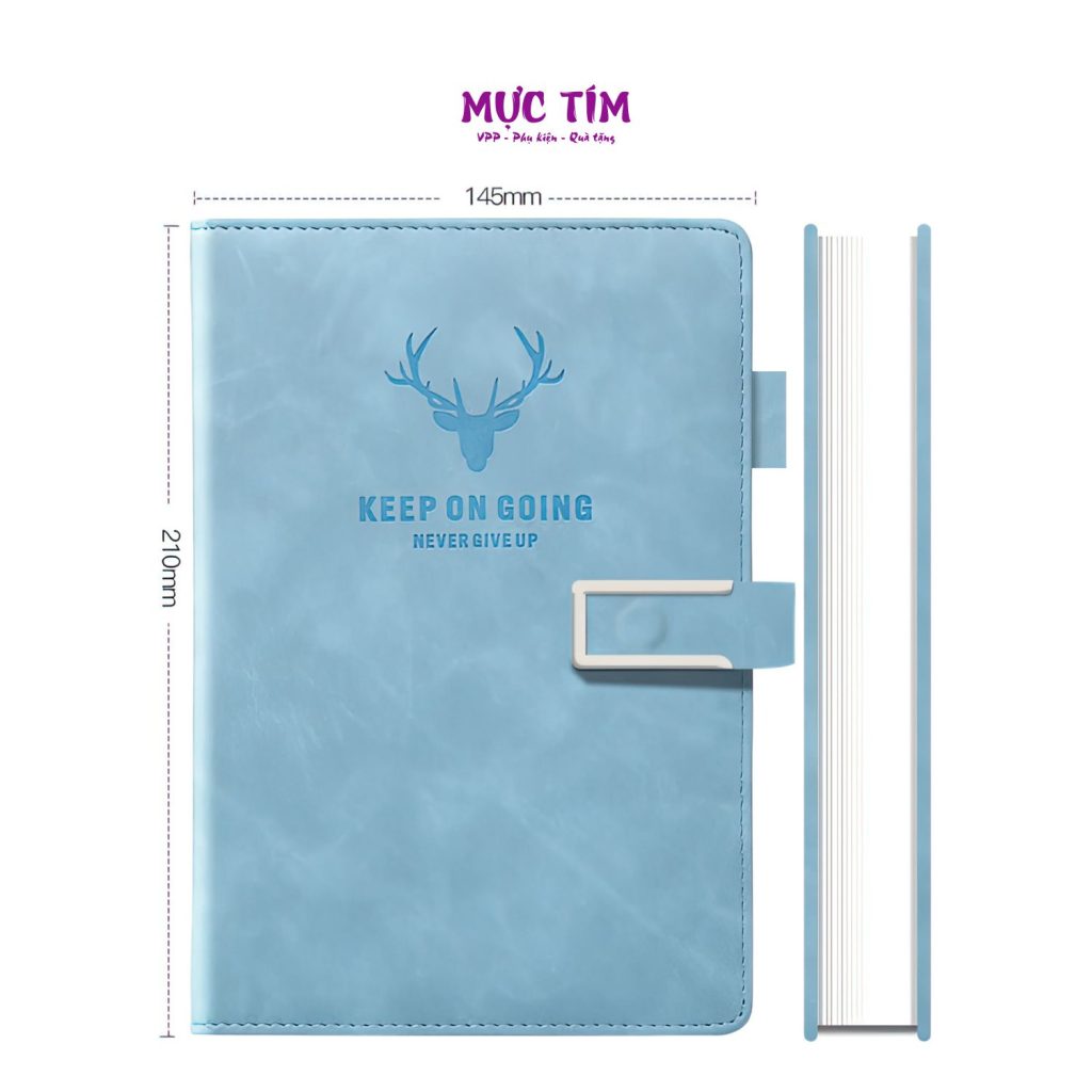 Sổ tay bìa da hình hươu, note book A5 200trang ghi chép — Xanh