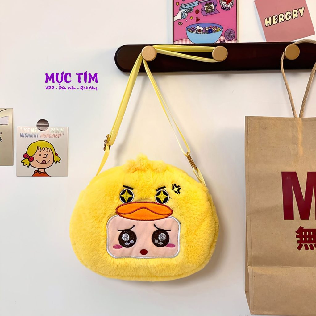 Túi lông đeo chéo thời trang mền mịn cute — Vàng