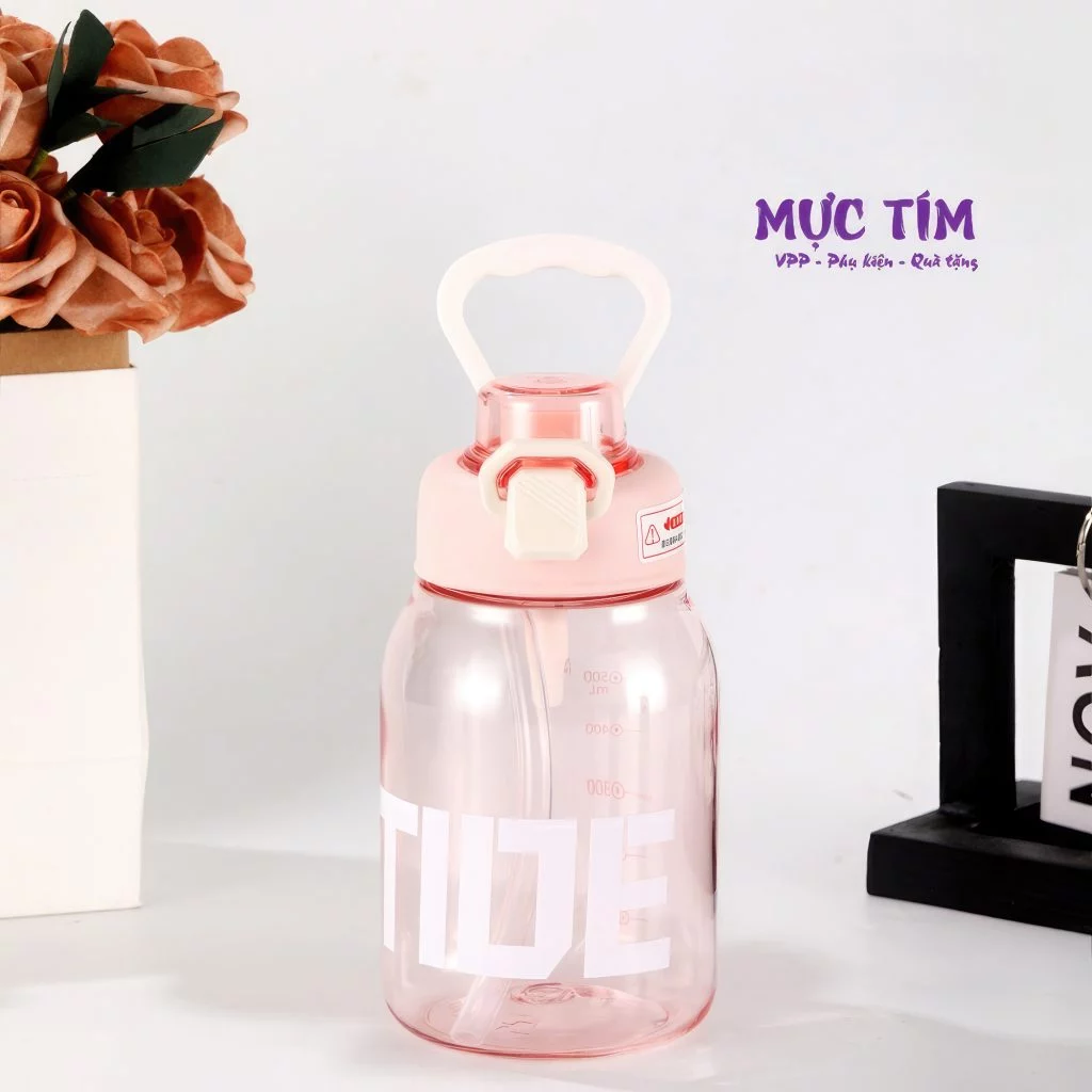 Bình nước nhựa TIDE trong suốt — Hồng