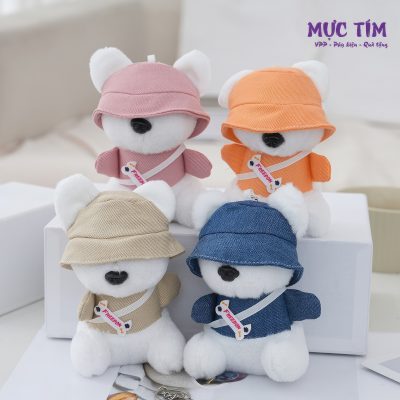 móc khóa gấu đội nón