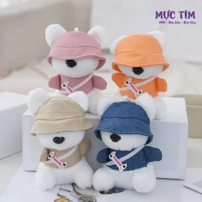 móc khóa gấu đội nón