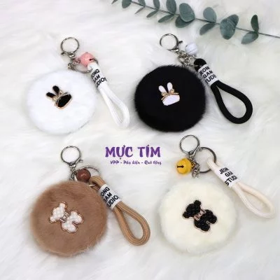 móc khóa gương lông mềm mịn