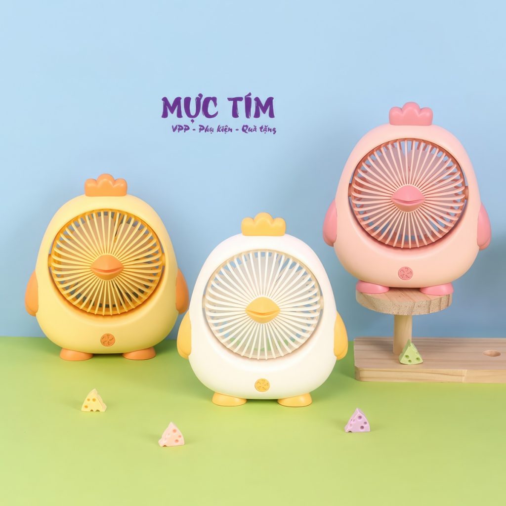 quạt sạc để bàn con gà