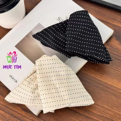 kẹp tóc vải chấm bi
