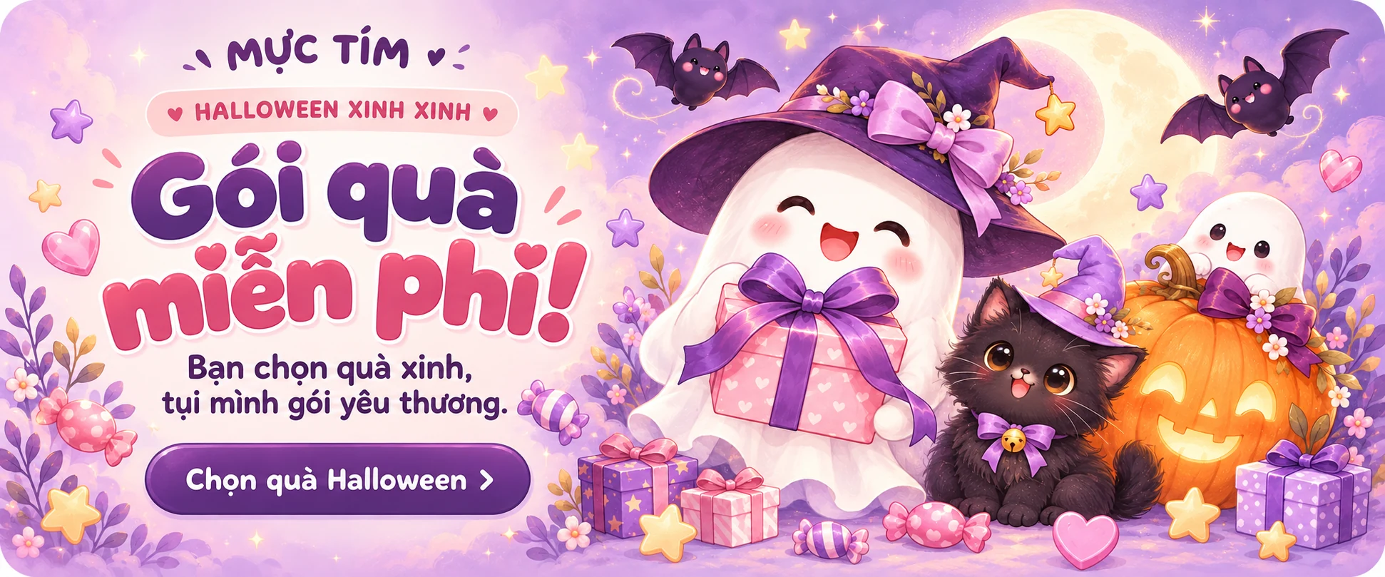 Halloween xinh xinh — Gói quà miễn phí tại Mực Tím. Bạn chọn quà xinh, tụi mình gói yêu thương.
